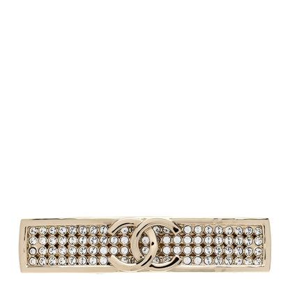 Chanel Metal Crystal CC Hair Clip Barrette Gold 1 of 5