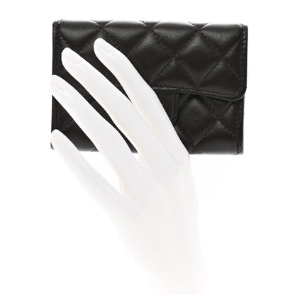 Chanel Lambskin Quilted Flap Card Holder Wallet Dark Brown 2 of 9