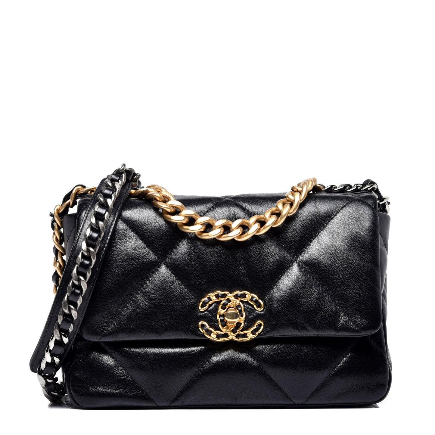 Lambskin Quilted Medium Chanel 19 Flap Black
