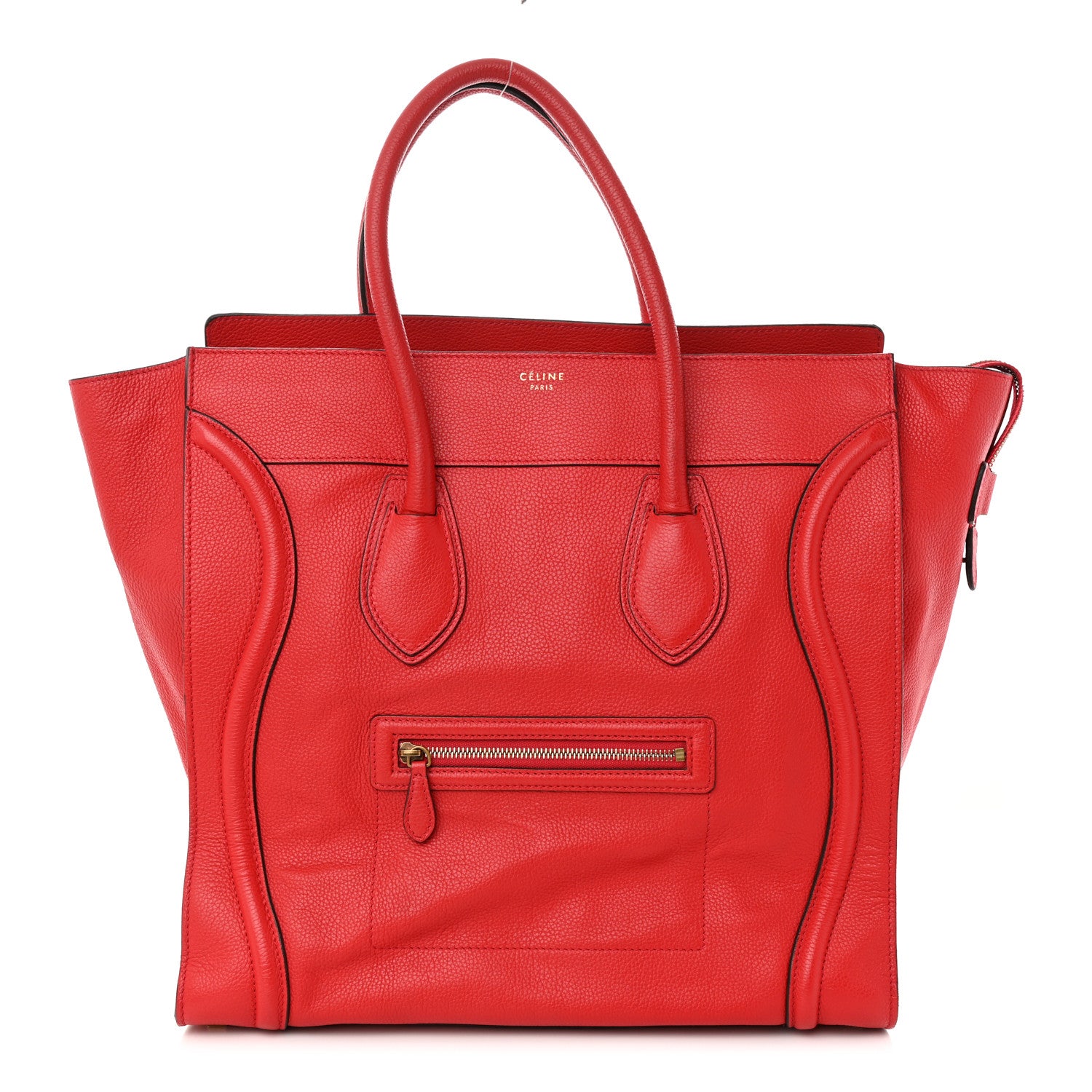 Celine Drummed Calfskin Medium Luggage Coquelicot 1 of 10