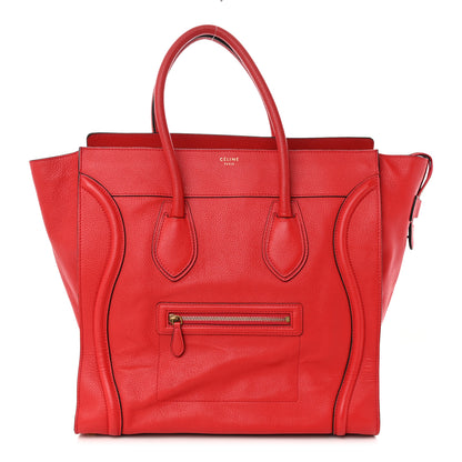 Celine Drummed Calfskin Medium Luggage Coquelicot 1 of 10