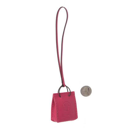Hermes Milo Lambskin Swift Shopping Bag Charm Rose Mexico 2 of 4