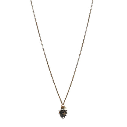 Christian Dior Resin Crystal Pearl Star Bee Necklace Aged Gold Black 1 of 6