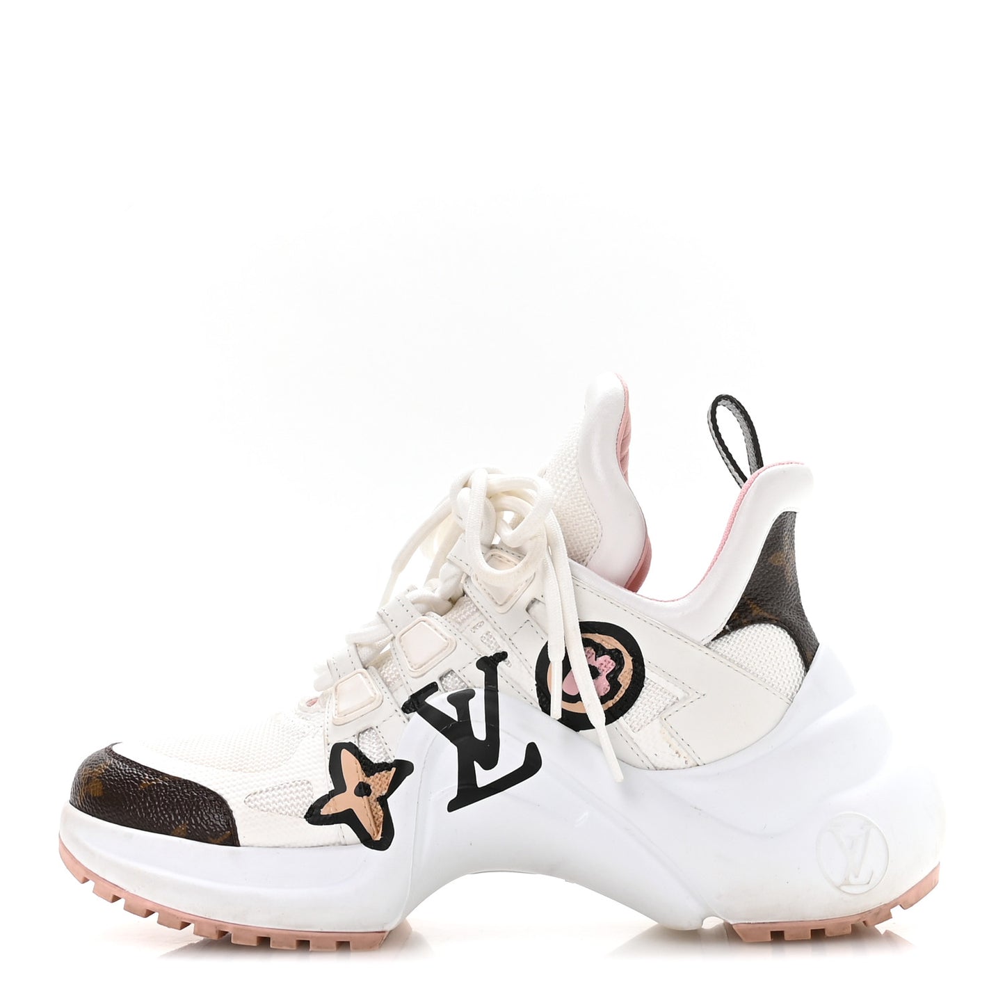 Calfskin Monogram Wild At Heart LV Archlight Sneakers 36 White Pink