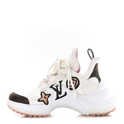 Louis Vuitton Calfskin Monogram Wild At Heart LV Archlight Sneakers 36 White Pink 1 of 8