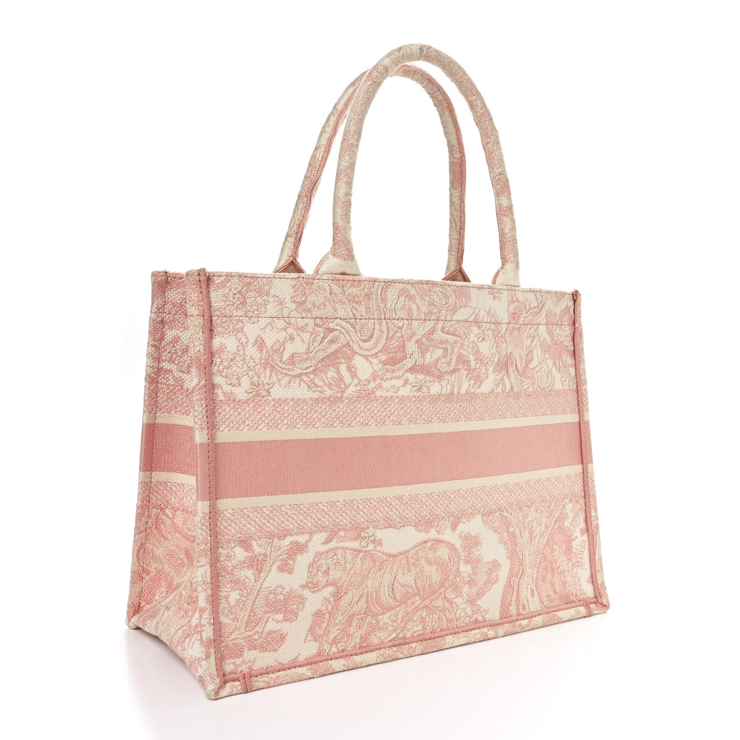 Christian Dior Canvas Embroidered Medium Dioriviera Toile De Jouy Book Tote Rose 2 of 10