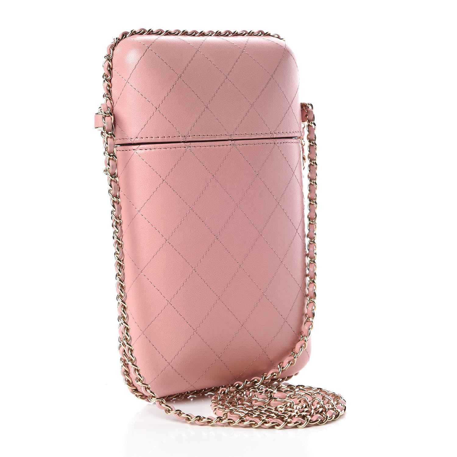 Chanel Lambskin Quilted Chain Around Phone Holder Pink 3 of 10