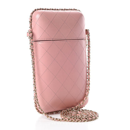 Chanel Lambskin Quilted Chain Around Phone Holder Pink 3 of 10