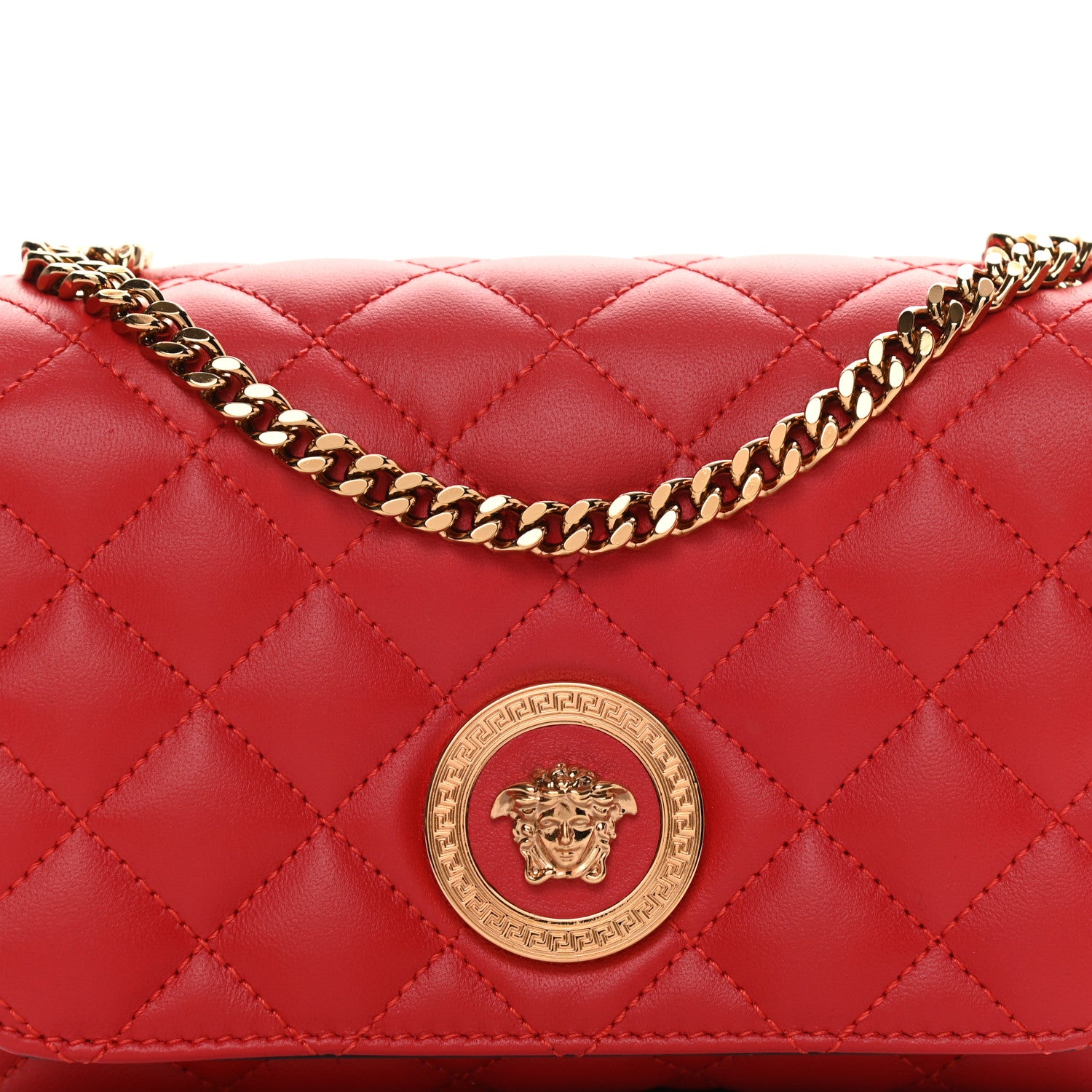 Versace Nappa Quilted Small Medusa Chain Crossbody Red 8 of 11