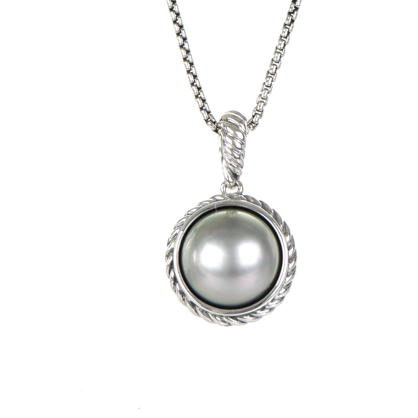 Sterling Silver Pearl 11mm Cable Pendant Necklace