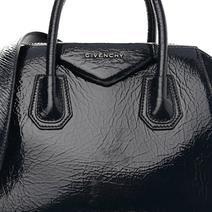 Givenchy Crinkled Patent Deerskin Small Antigona Deep Blue 7 of 12