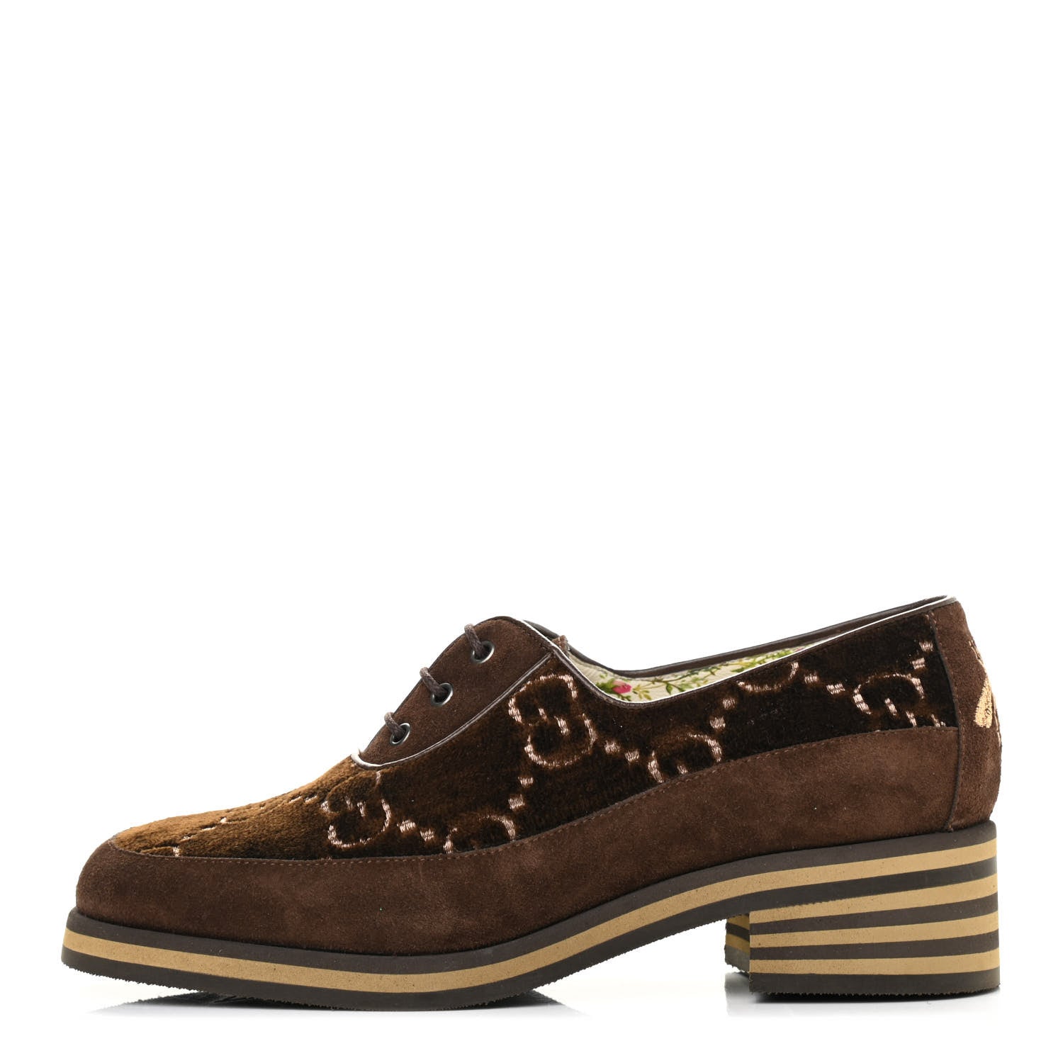 Gucci Velvet GG Monogram Thompson Derby Loafers 35.5 Vintage Cocoa Brown 1 of 7