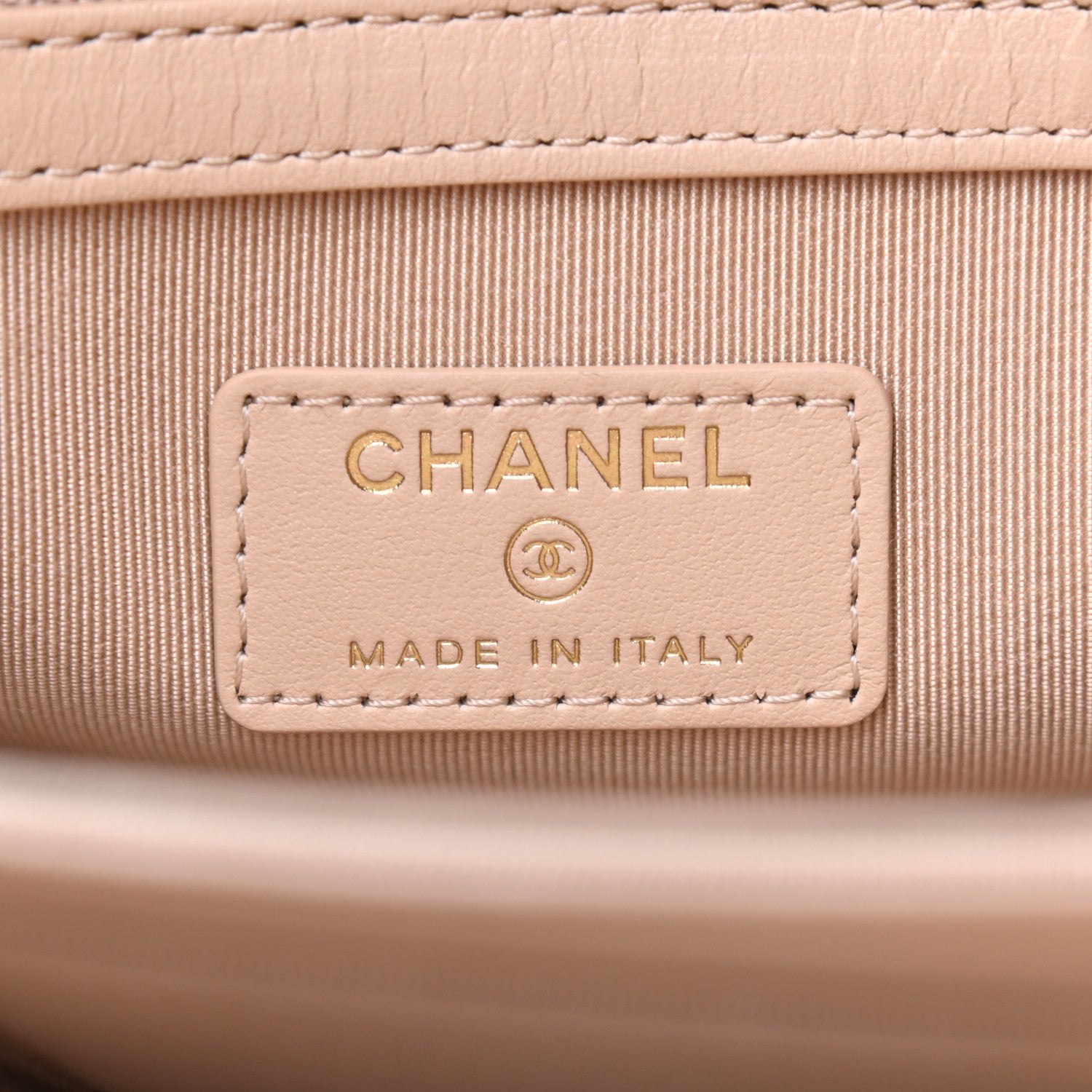 Chanel Shiny Goatskin Quilted Large Chanel 19 Pouch Beige 6 of 7