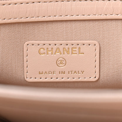 Chanel Shiny Goatskin Quilted Large Chanel 19 Pouch Beige 6 of 7