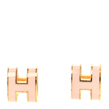 Hermes Gold Lacquered Mini Pop H Earrings Mauve Sylvestre 1 of 6