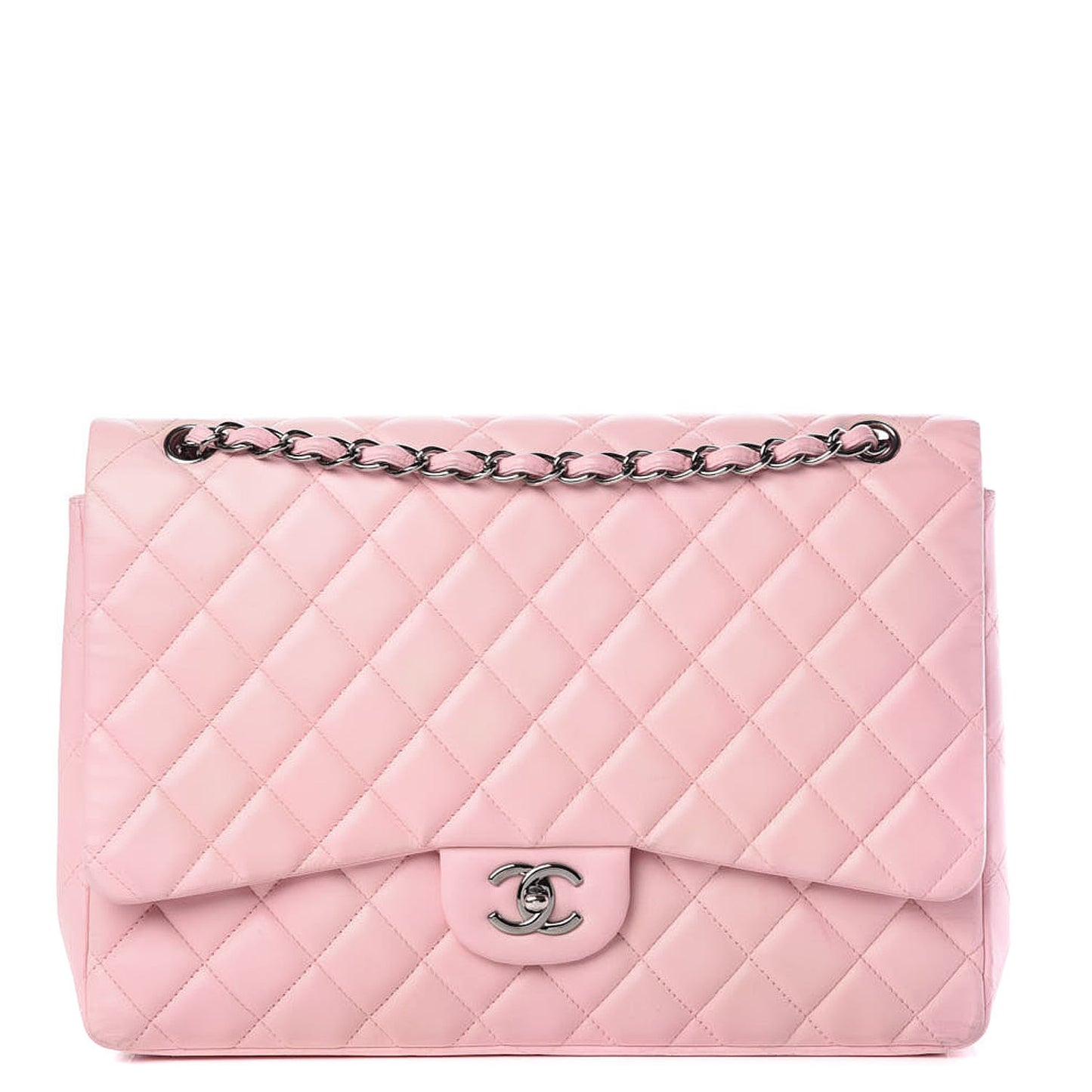 Lambskin Quilted Maxi Single Flap Pink