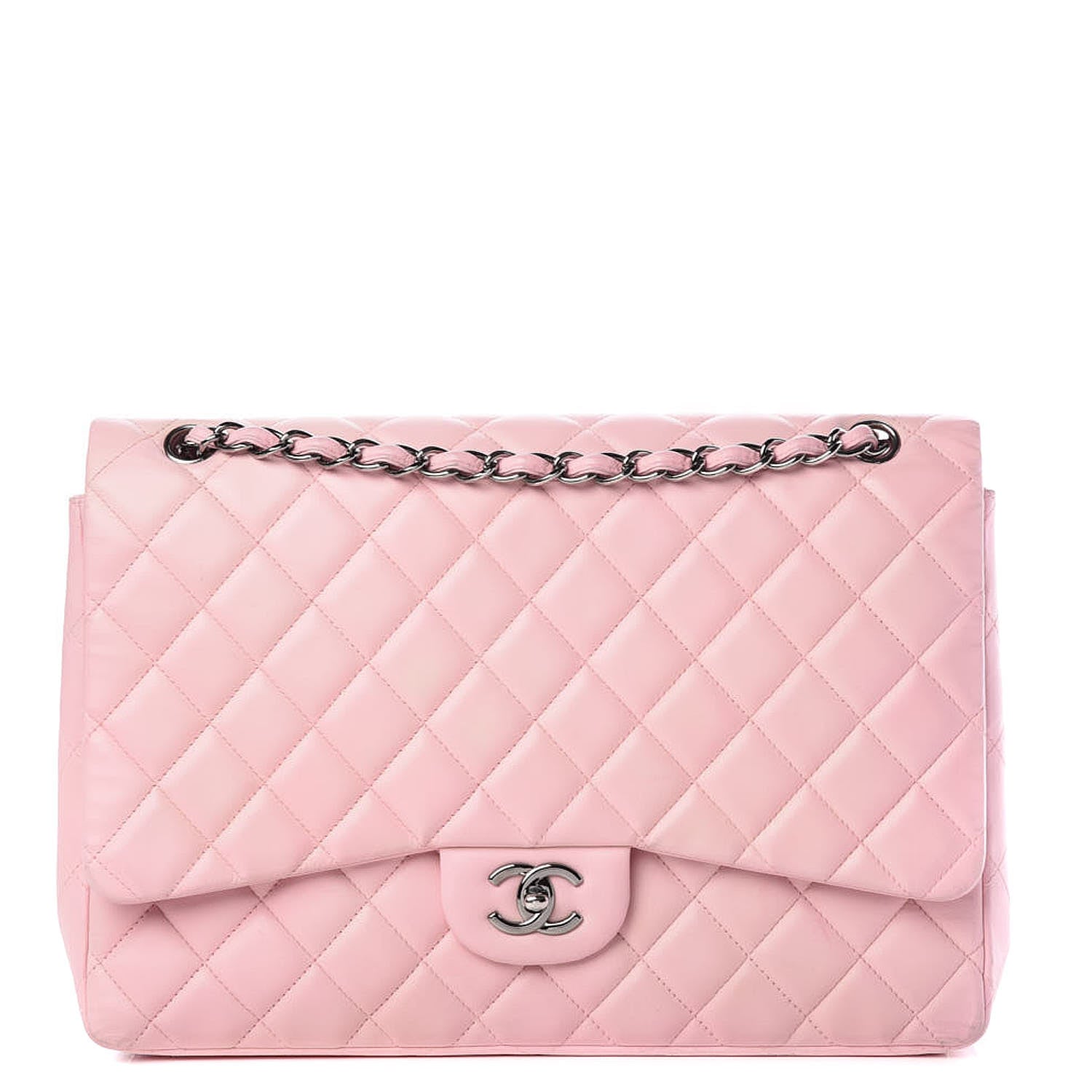 Chanel Lambskin Quilted Maxi Single Flap Pink 1 of 18