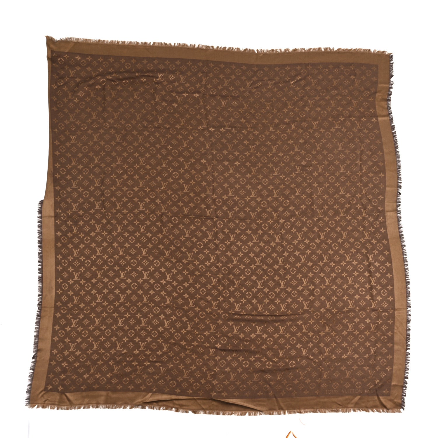 Louis Vuitton Silk Wool Monogram Denim Shawl Chocolate 1863972