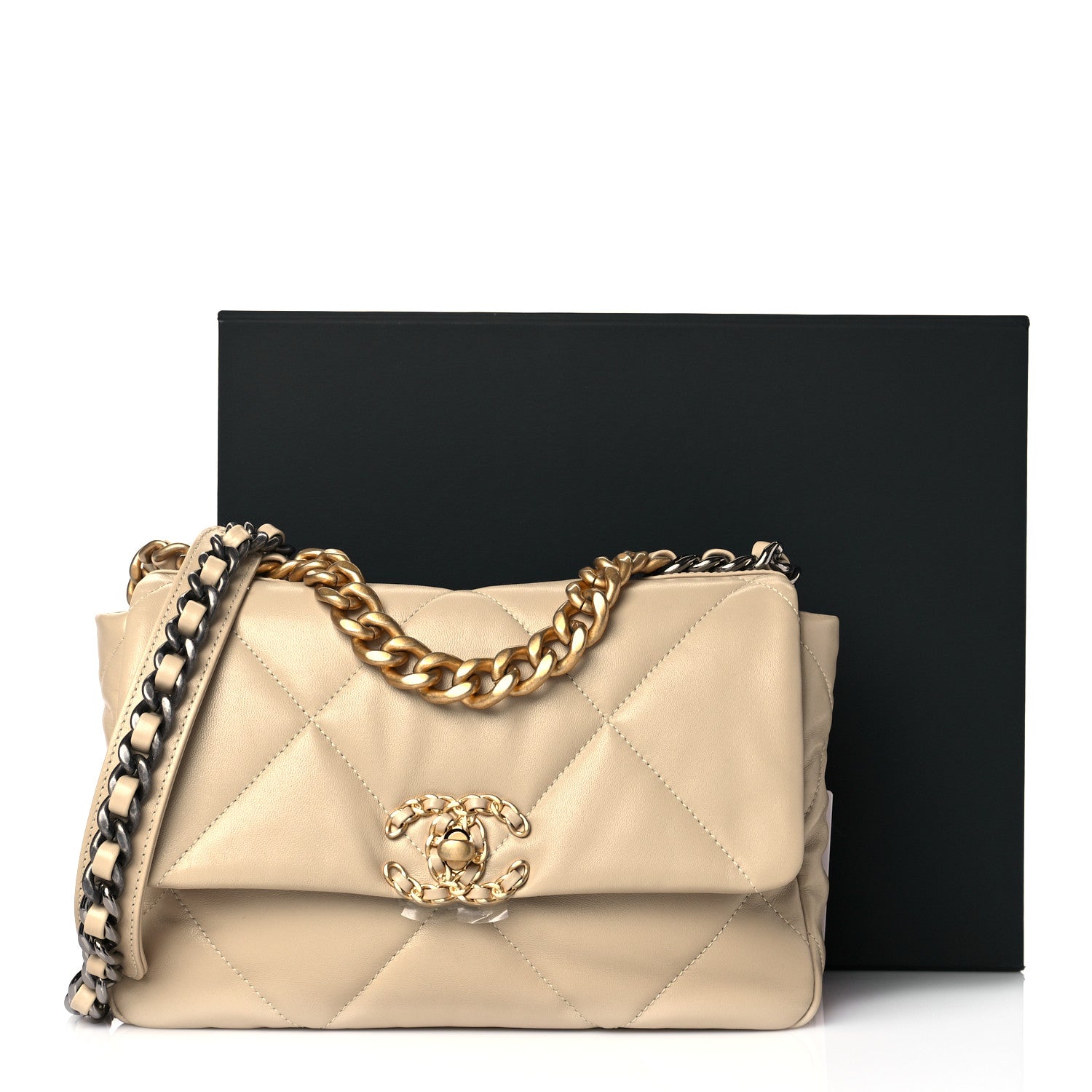 Chanel Lambskin Quilted Medium Chanel 19 Flap Beige 11 of 11