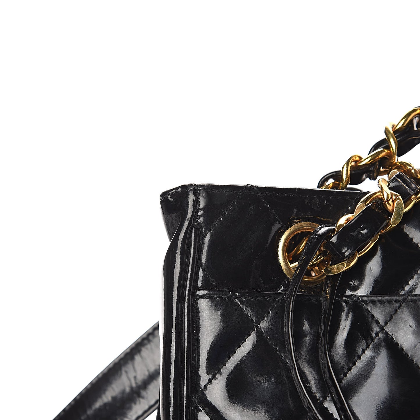 Patent Quilted Tote Black