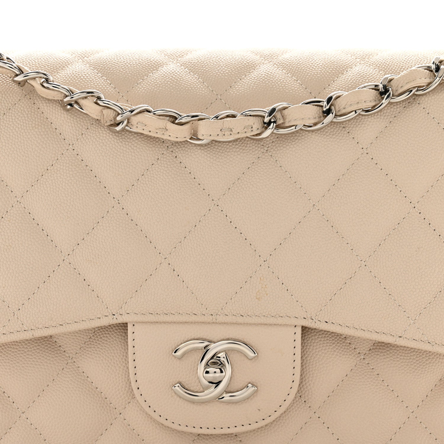 Chanel Caviar Quilted Jumbo Double Flap Ivory 8 of 12