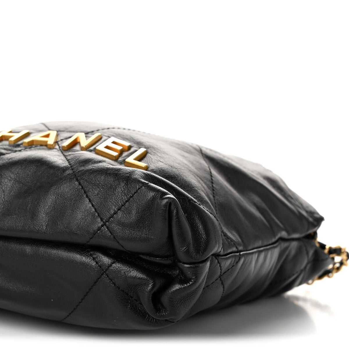 Shiny Calfskin Quilted Mini Chanel 22 Black