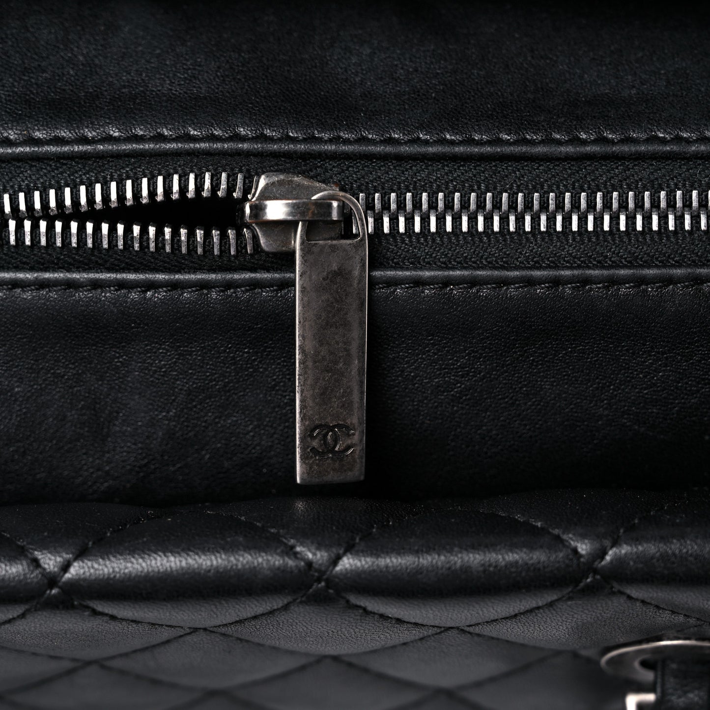Lambskin Quilted Shopping Tote Black