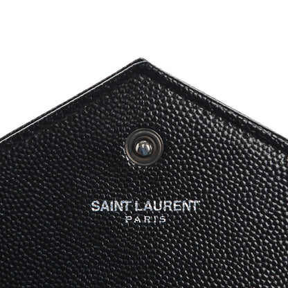 Saint Laurent Grain De Poudre Matelasse Chevron Monogram Chain Wallet Black 6 of 7