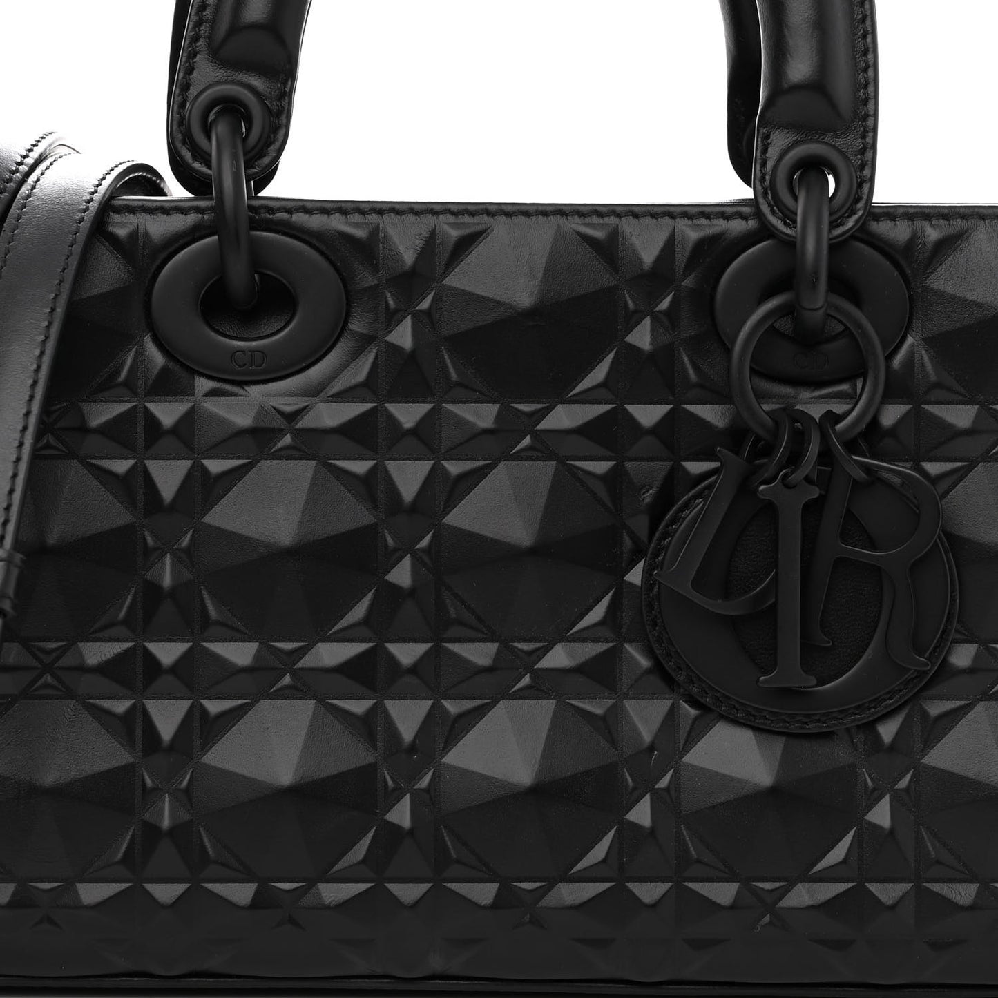Calfskin Cannage Diamond Medium Lady D-Joy Black