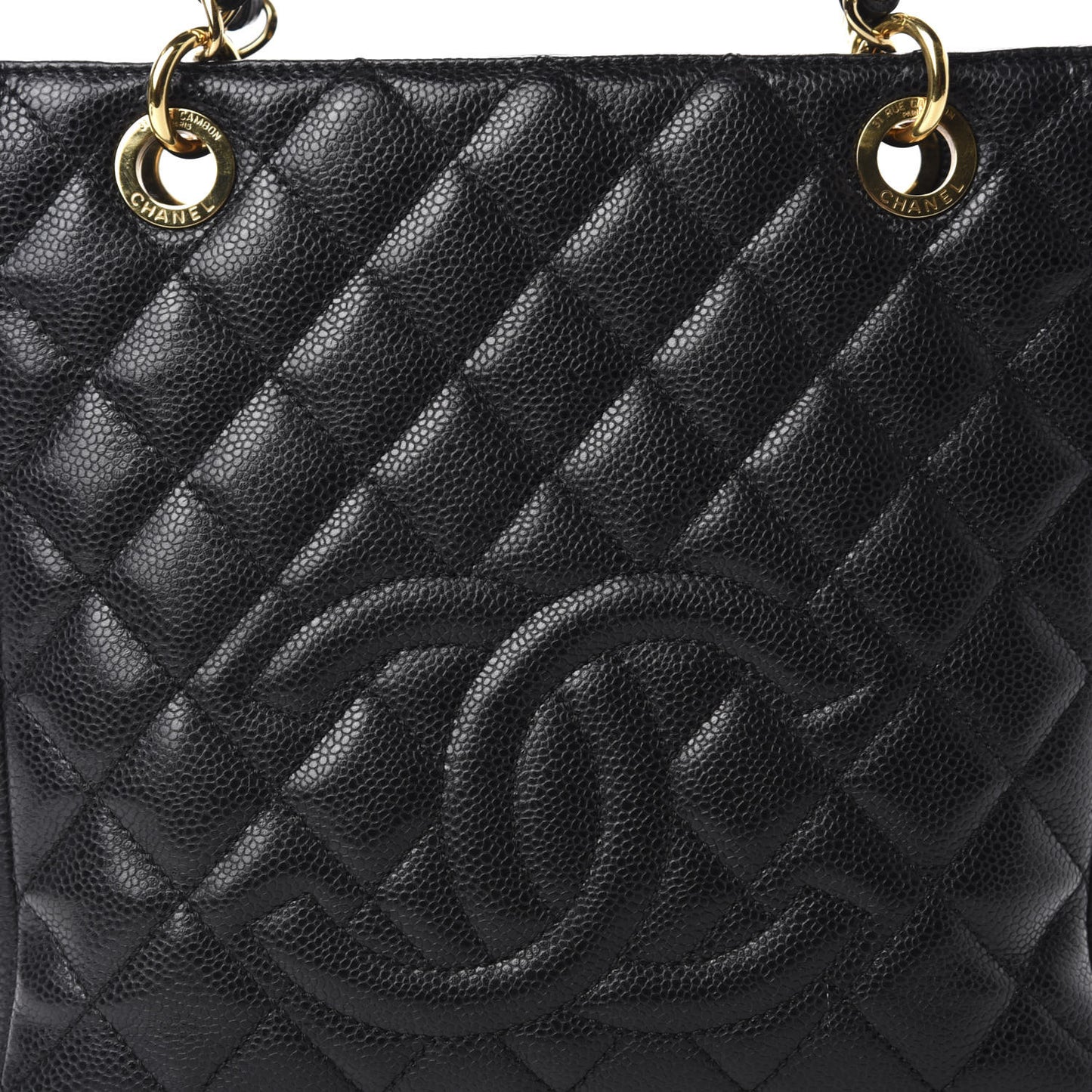 Caviar Quilted Petit Shopping Tote PST Black