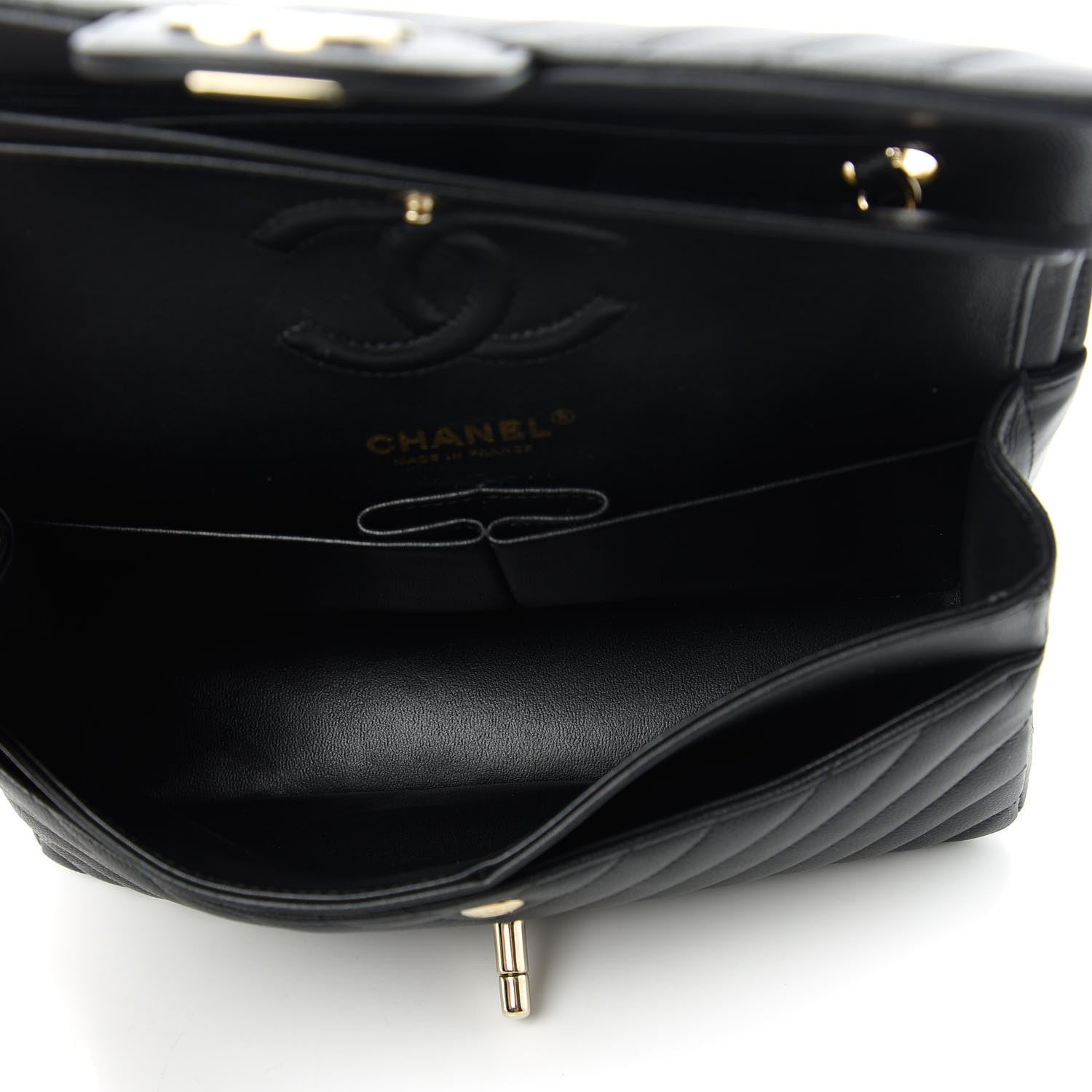 Chanel Caviar Chevron Quilted Small Double Flap Black 5 of 10