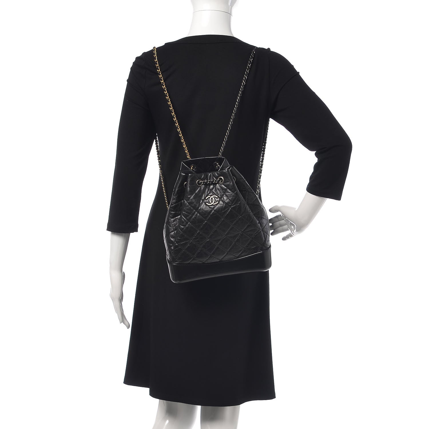 Chanel Aged Calfskin Quilted Gabrielle Backpack Black 2 of 10