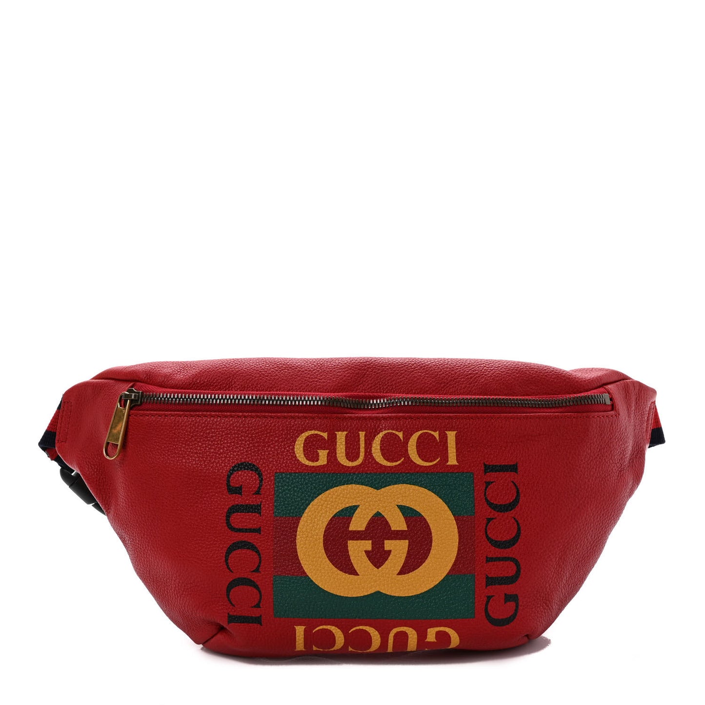 Grained Calfskin Logo Belt Bag Hibiscus Red