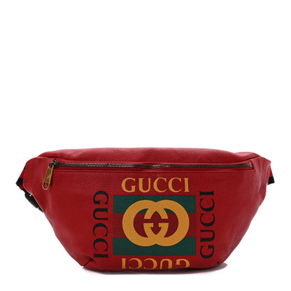 Gucci Grained Calfskin Logo Belt Bag Hibiscus Red 1 of 9