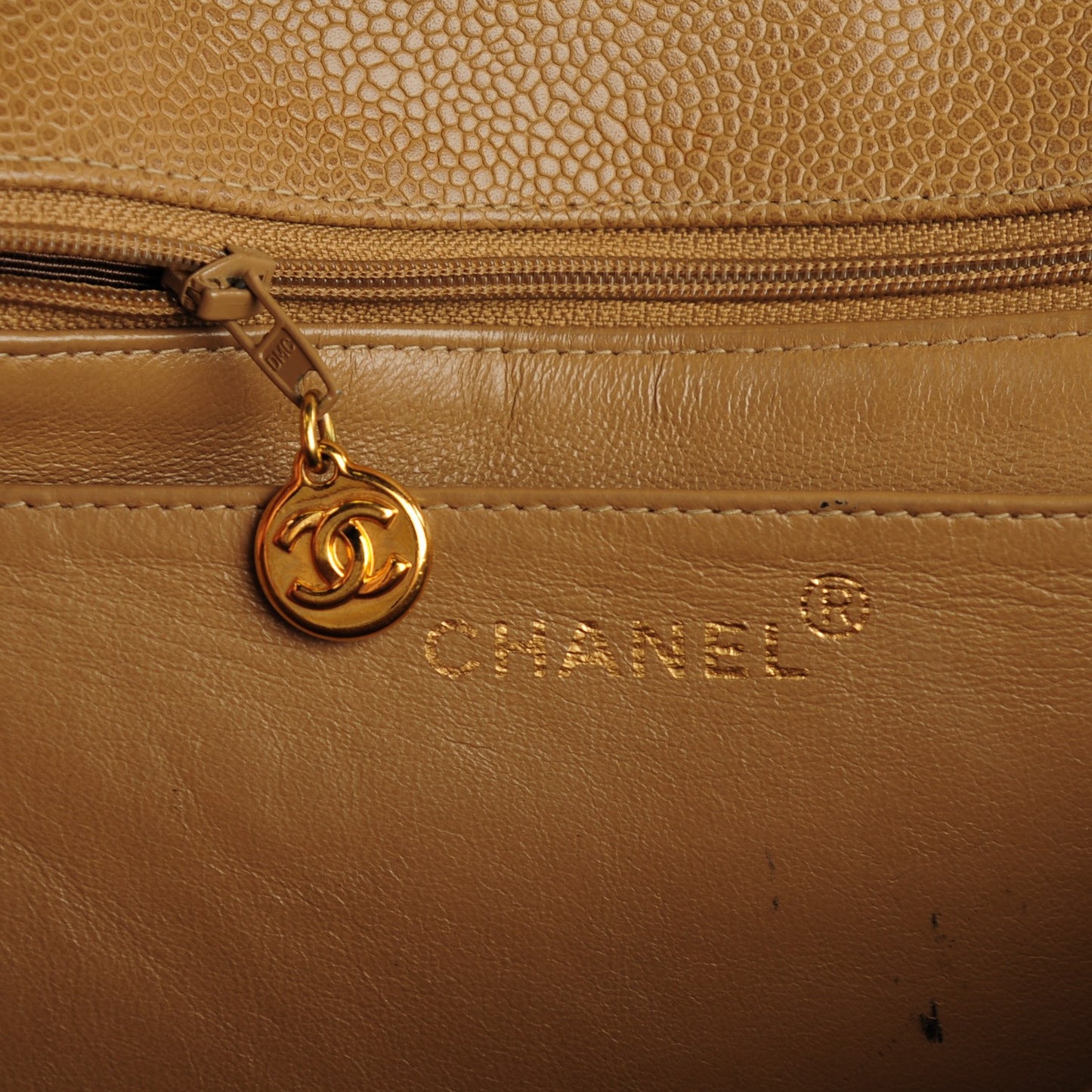 Caviar Vertical Quilted Jumbo Flap Beige