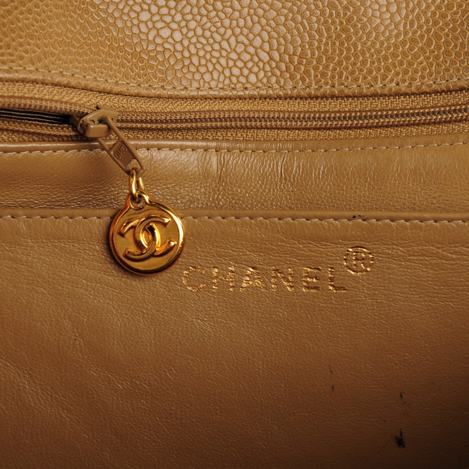 Chanel Caviar Vertical Quilted Jumbo Flap Beige 6 of 13