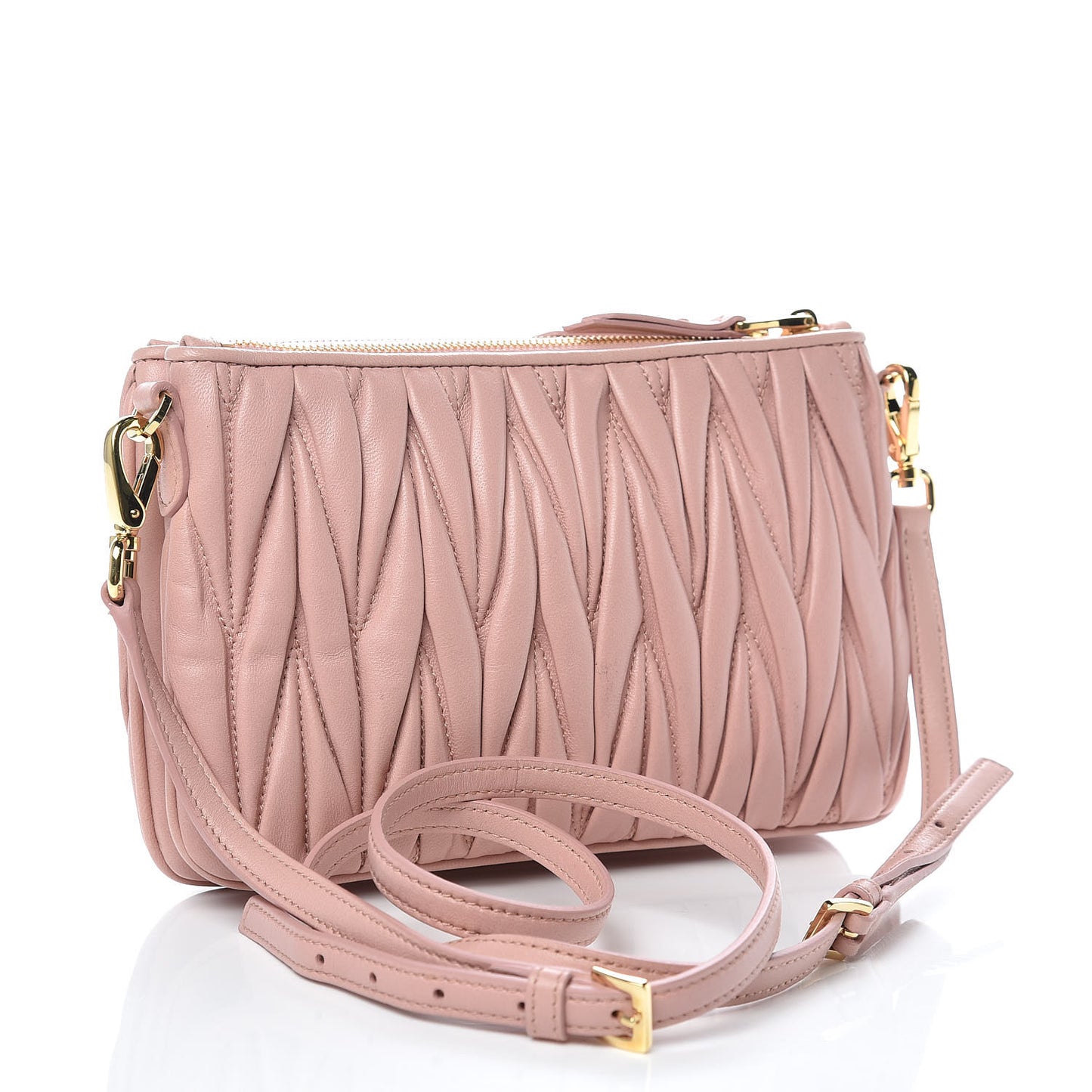 Nappa Matelasse Double Zip Crossbody Orchidea