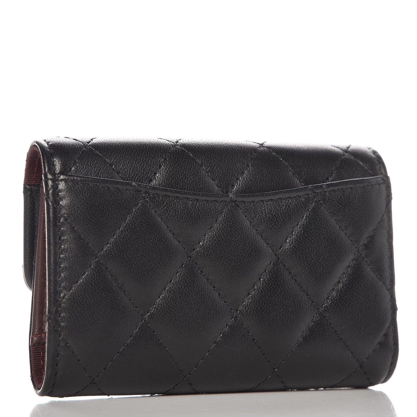 Lambskin Quilted 4 Key Holder Black