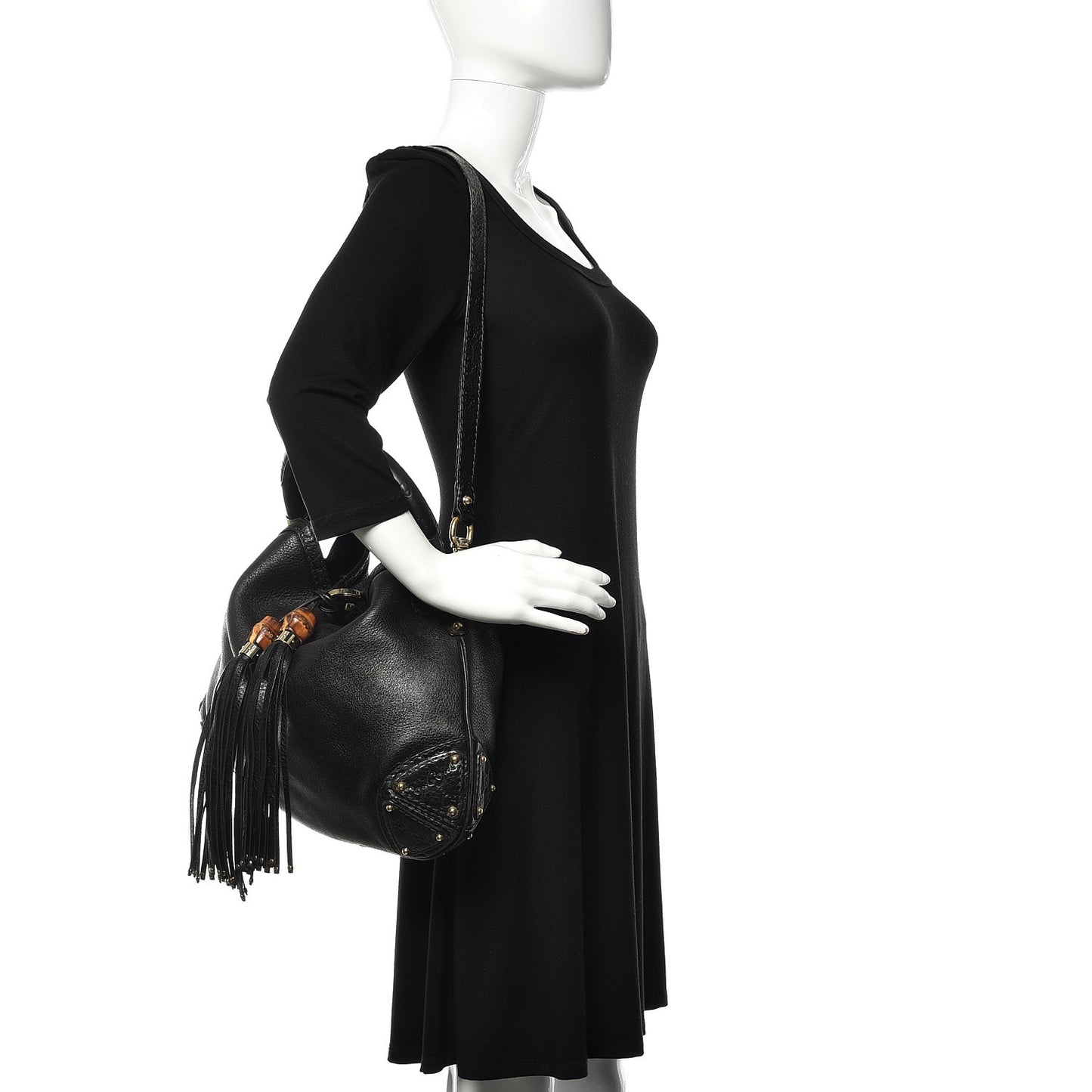 Calfskin Medium Indy Top Handle Hobo Black