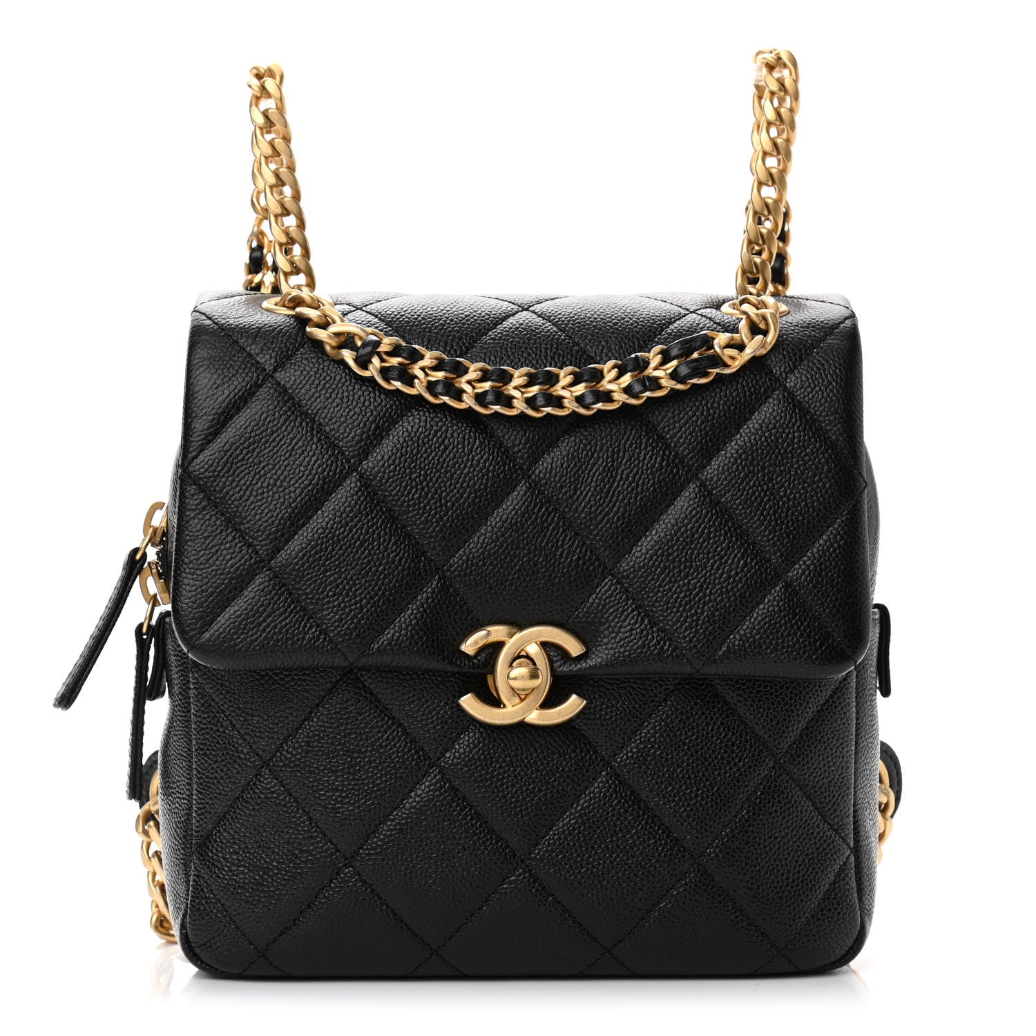 Chanel Shiny Caviar Quilted Chain Melody Backpack Black 1 of 11