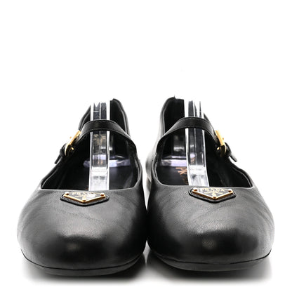 Prada Nappa Metal Triangle Logo Ballet Flats 39 Black 3 of 10