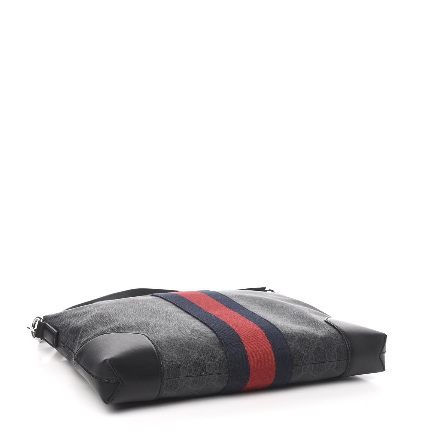 Soft GG Supreme Monogram Appia Calfskin Web East West Messenger Bag Black Grey