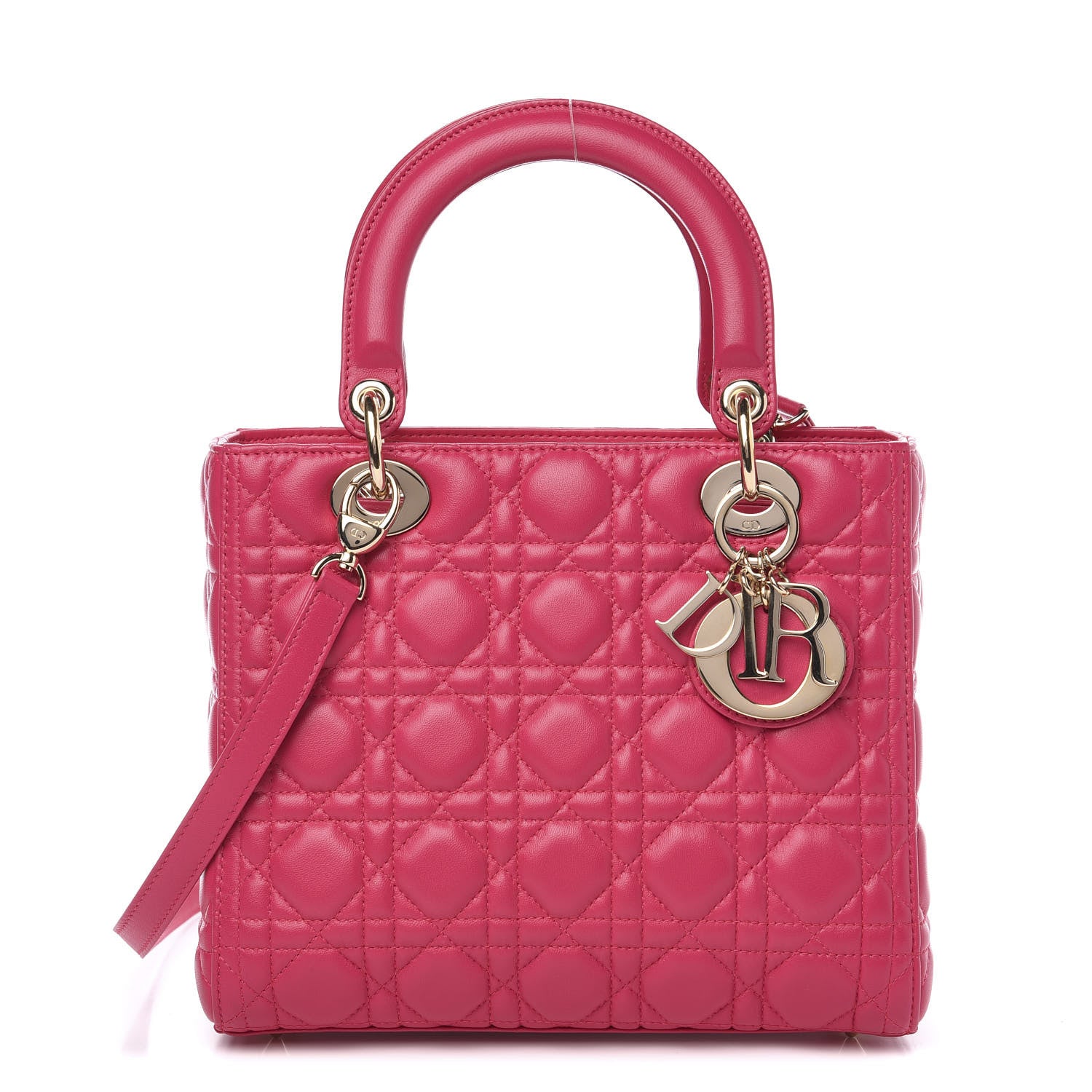 Christian Dior Lambskin Cannage Medium Lady Dior Fuchsia 1 of 8