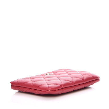 Chanel Lambskin Quilted Small Cosmetic Case Dark Pink 4 of 8