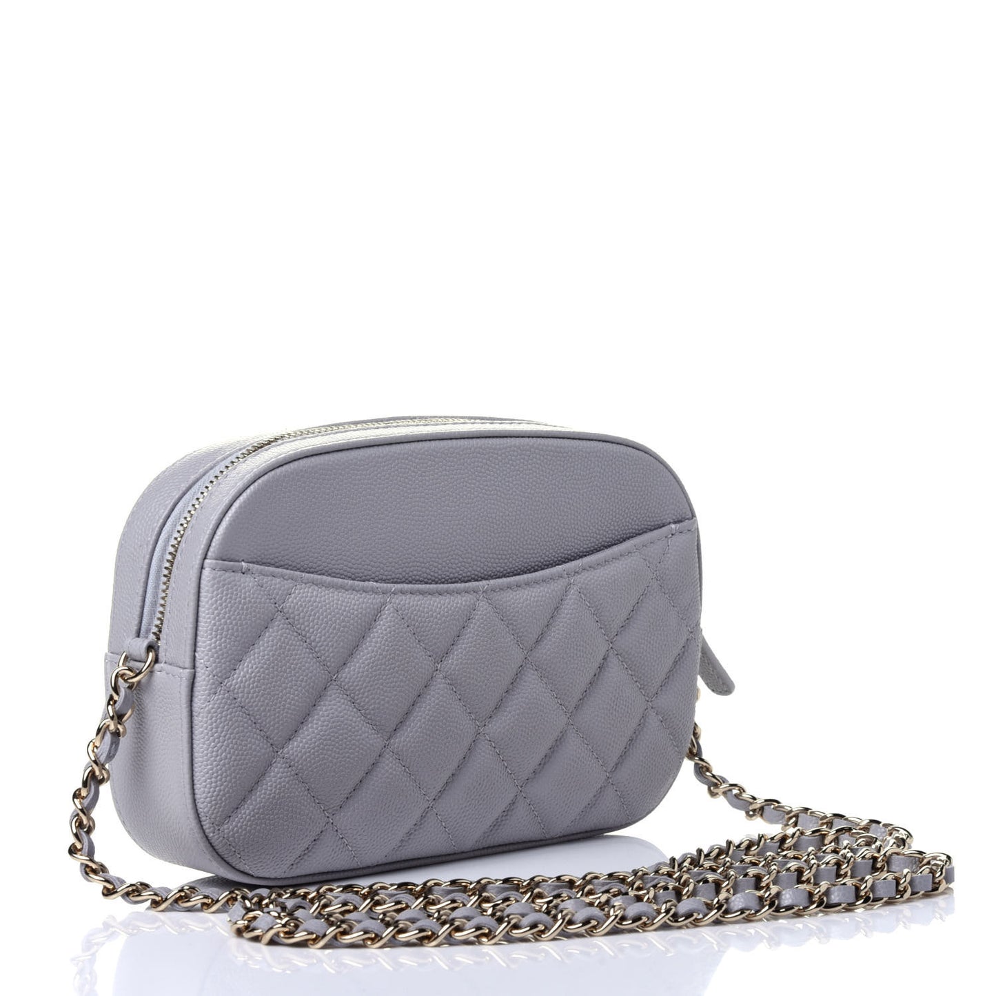 Caviar Quilted Camera Case Grey