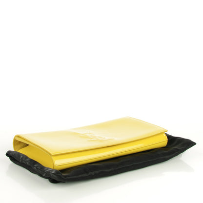 Saint Laurent Patent Calfskin Monogram Large Belle De Jour Clutch Yellow 4 of 7