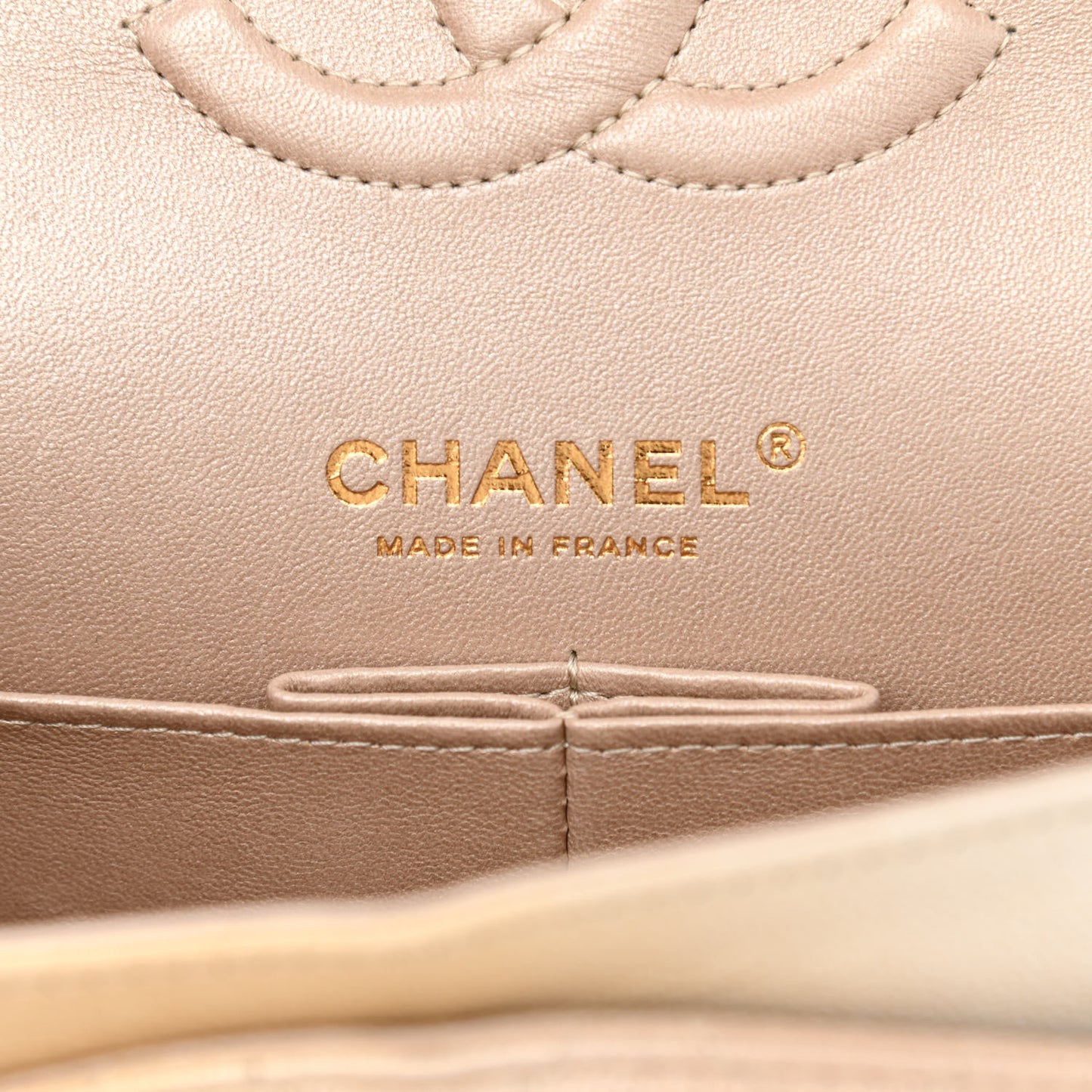 Metallic Goatskin Quilted Ombre Medium Double Flap Gold