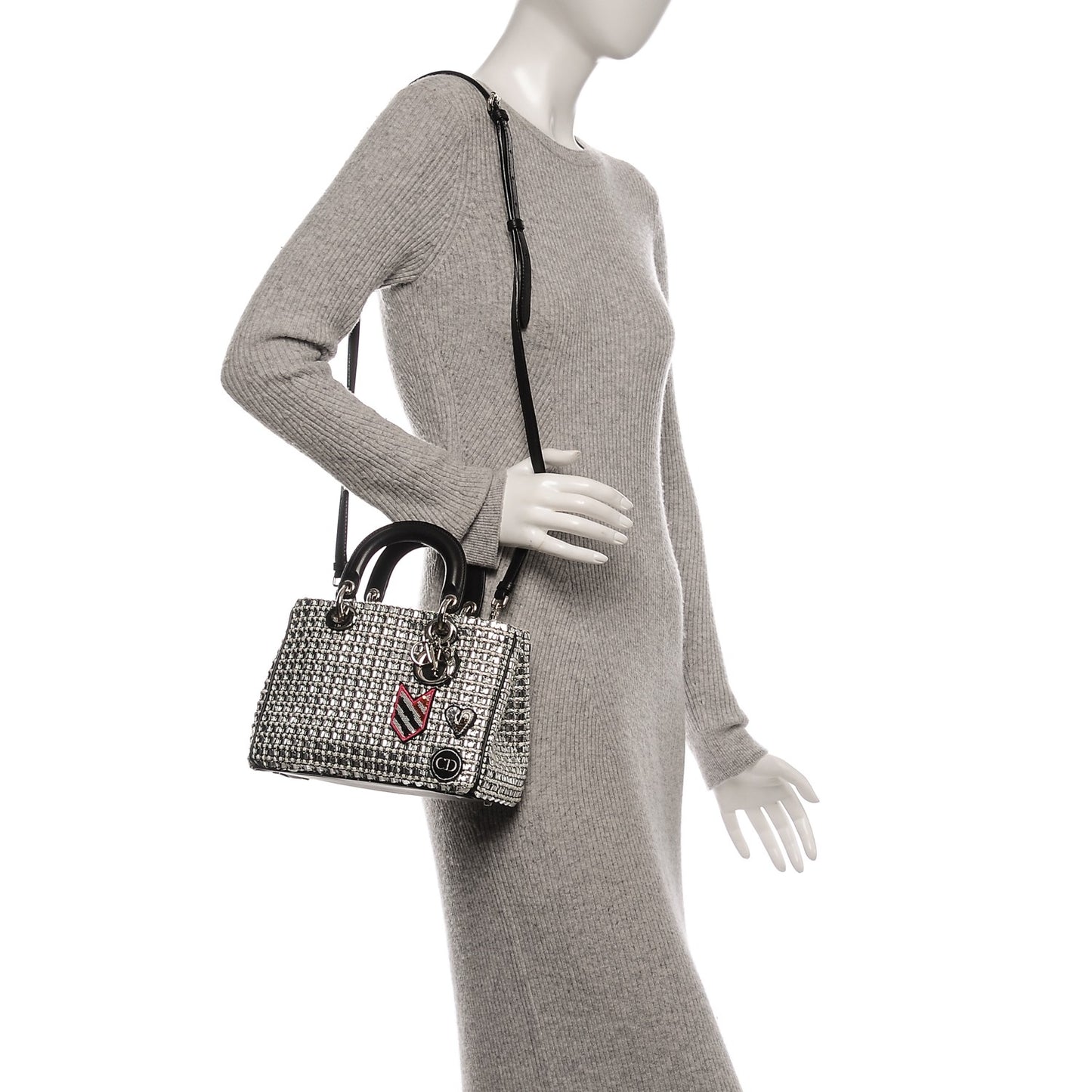 Metallic Tweed Mini Diorissimo Silver