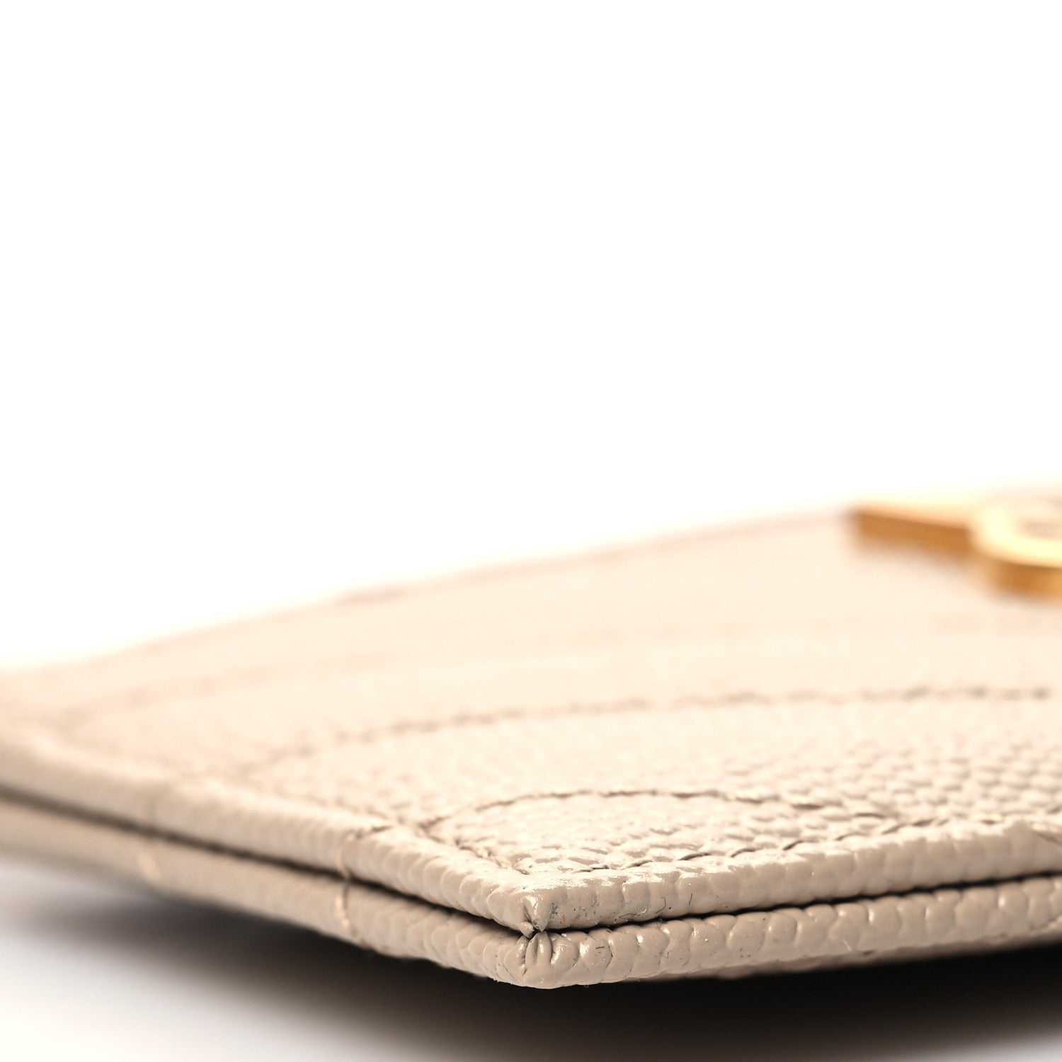Saint Laurent Grain De Poudre Matelasse Chevron Monogram Credit Card Case Dark Beige 9 of 11