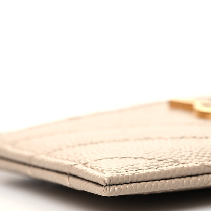 Saint Laurent Grain De Poudre Matelasse Chevron Monogram Credit Card Case Dark Beige 9 of 11